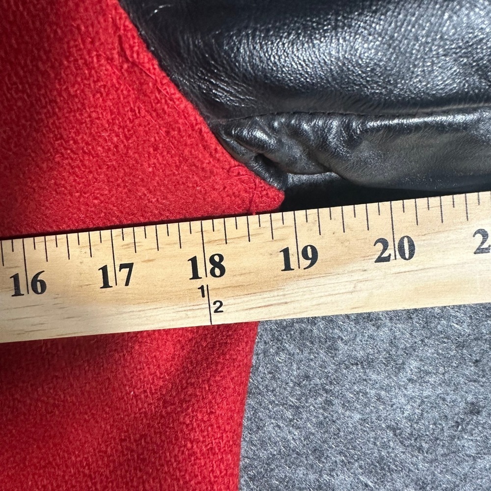 Rare Vintage 80s Kaye Bros Varsity Jacket Red Wool Leather Mens 36 Sikeston - Picture 4 of 16